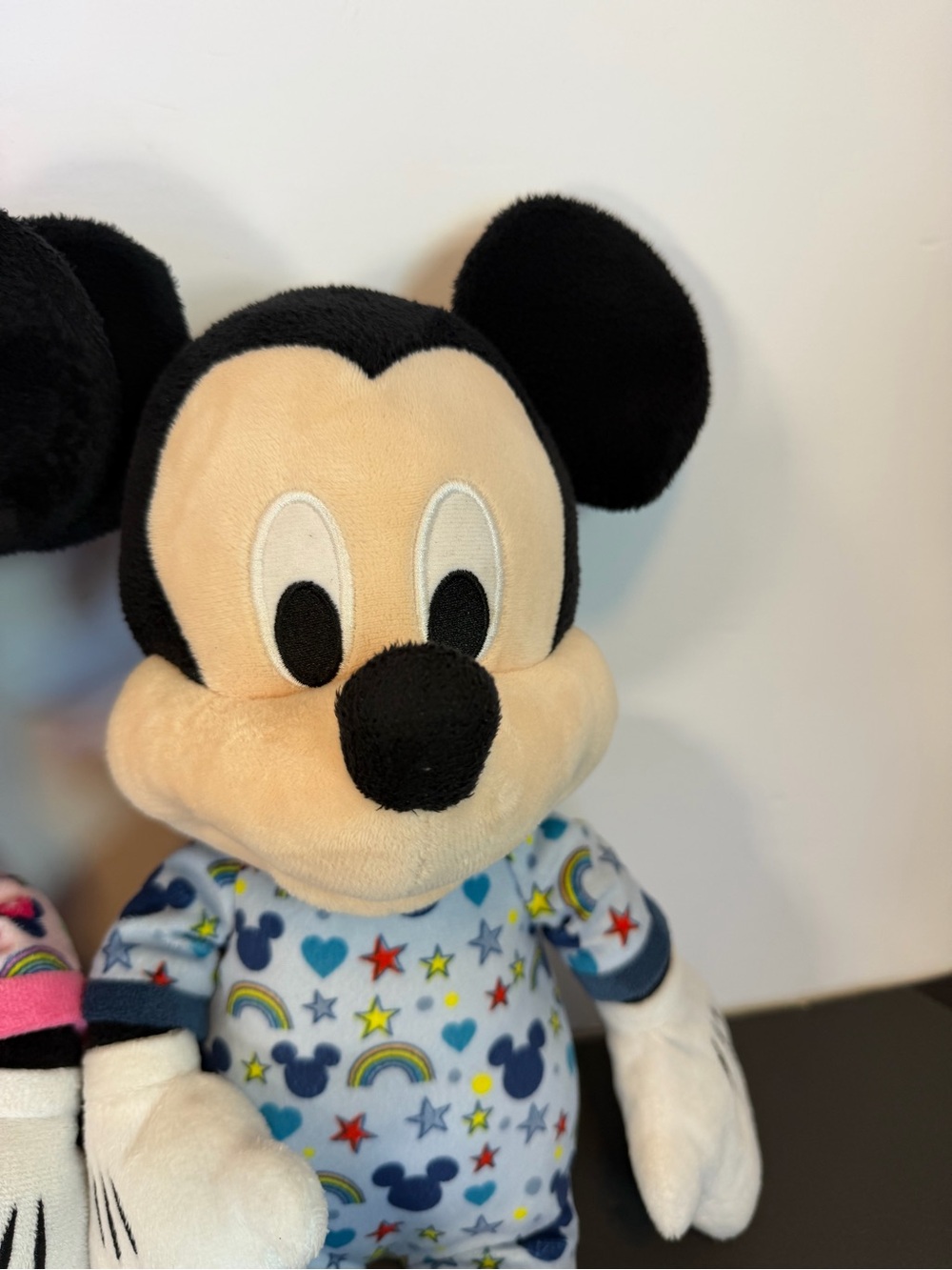 Disney Plush Pair Mickey & Minnie Pajamas Bedtime Sleep Just Play Rare Blue Pink - Picture 3 of 14